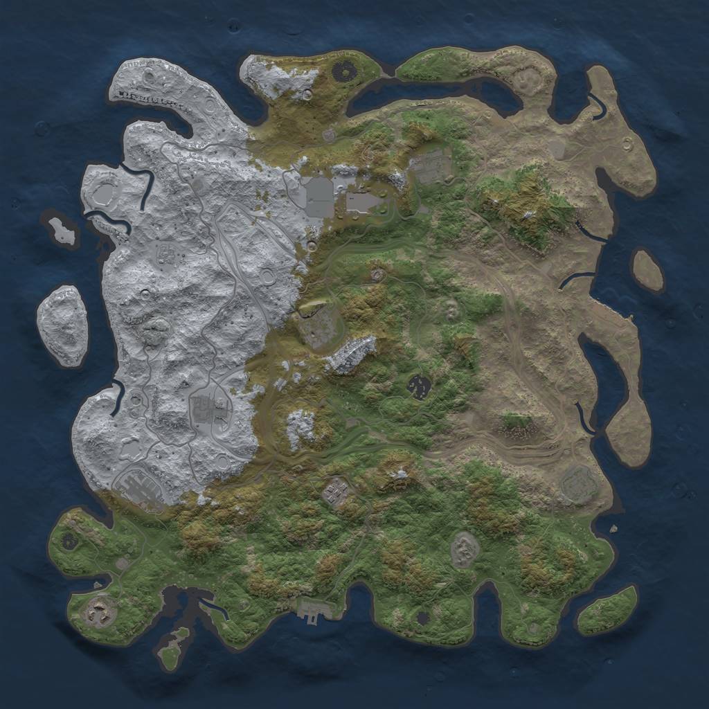 Rust Map: Procedural Map, Size: 4500, Seed: 145673, 18 Monuments