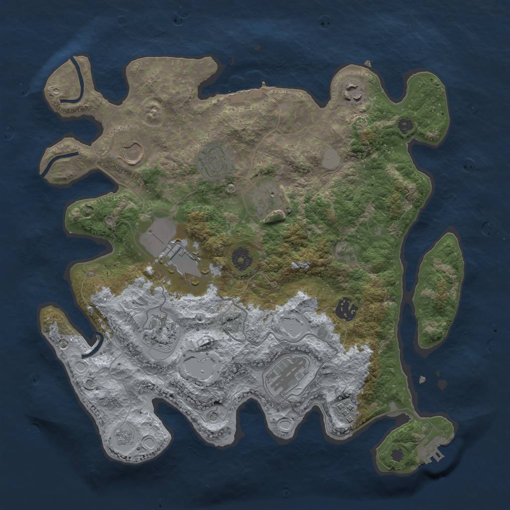 Rust Map: Procedural Map, Size: 3500, Seed: 914, 18 Monuments