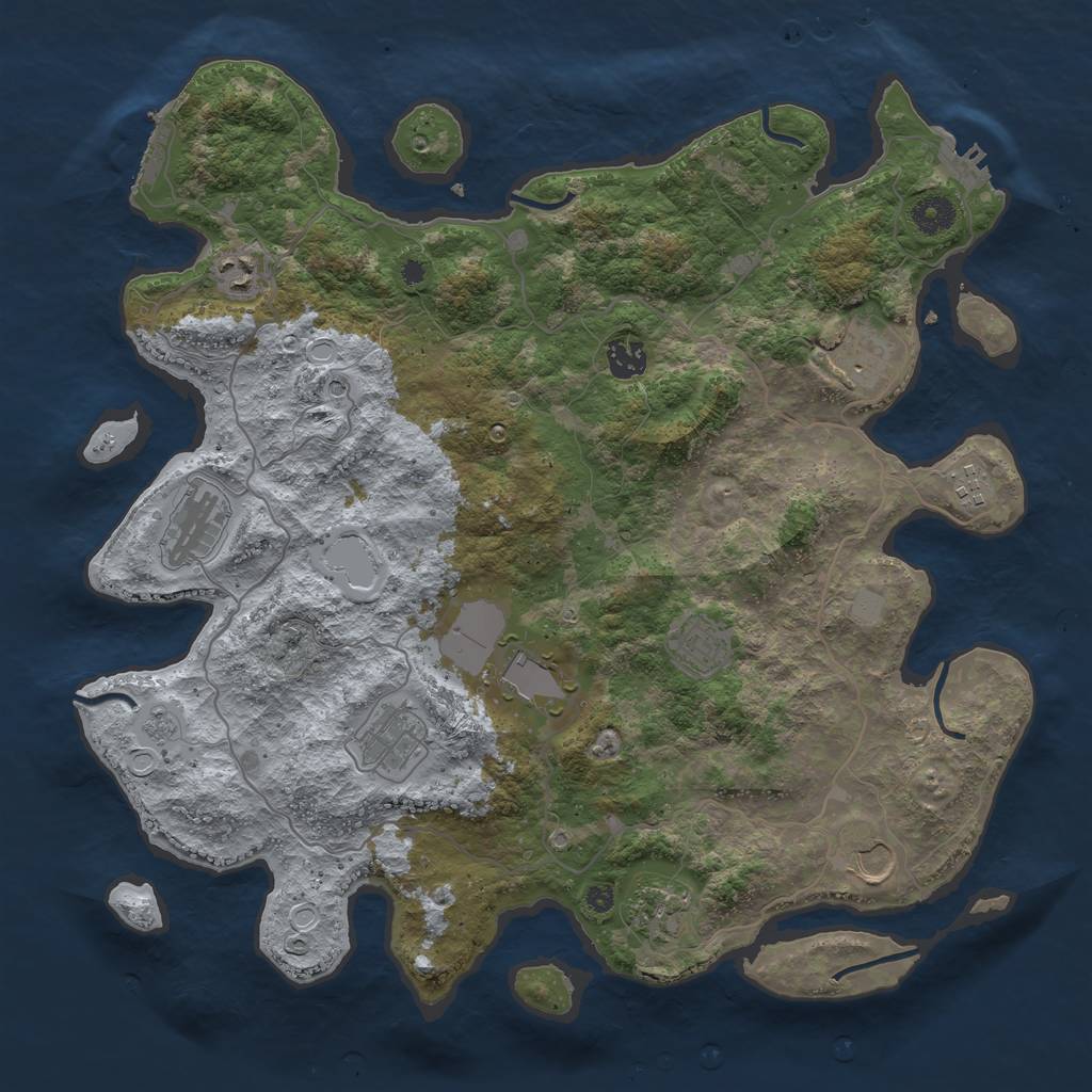 Rust Map: Procedural Map, Size: 4000, Seed: 51044, 19 Monuments