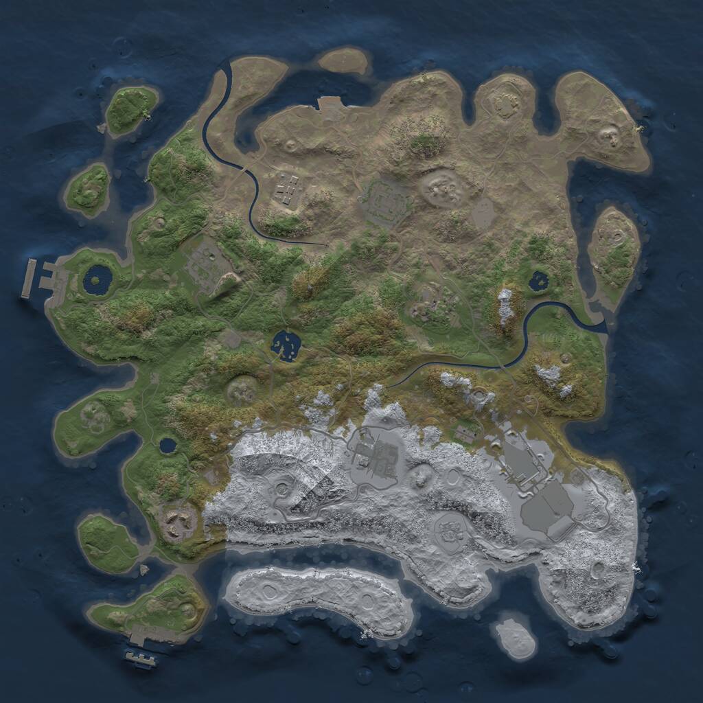 Rust Map: Procedural Map, Size: 3566, Seed: 123454, 14 Monuments