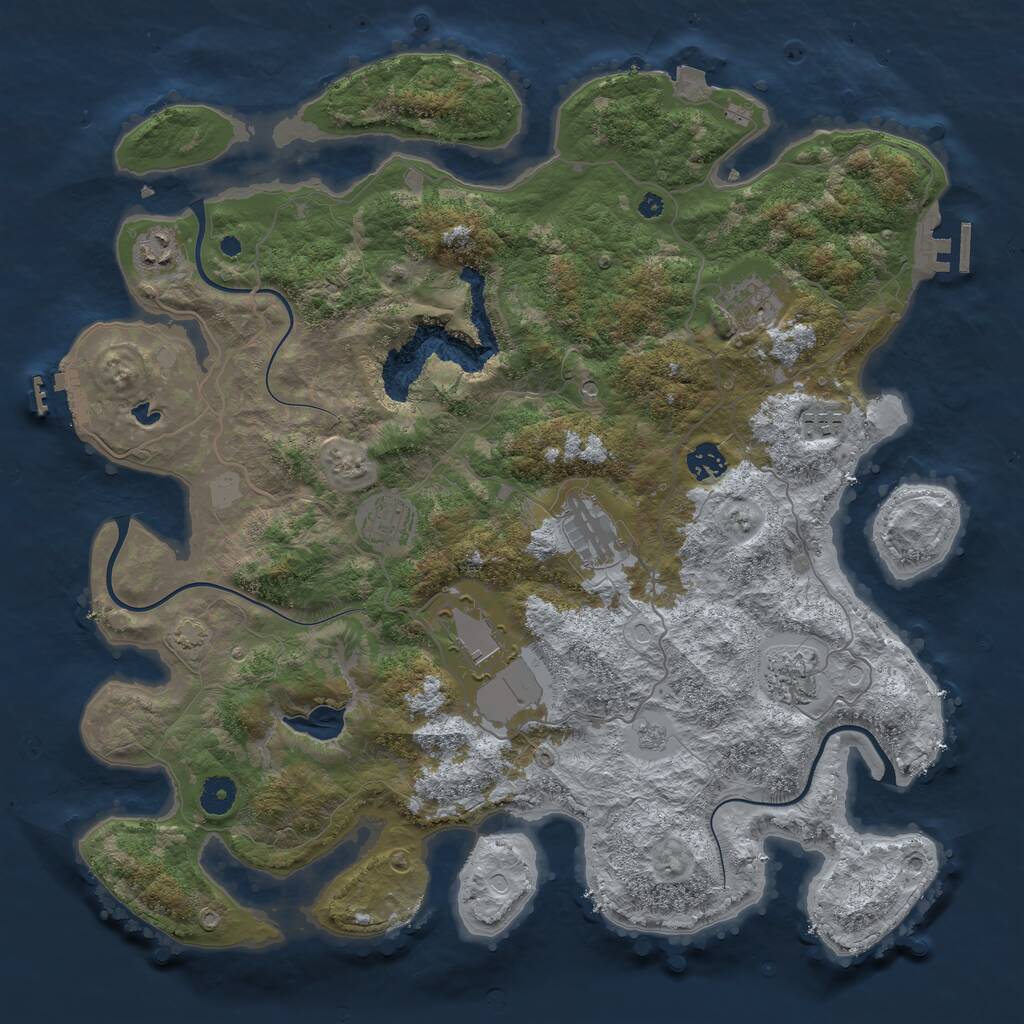 Rust Map: Procedural Map, Size: 4100, Seed: 648258, 14 Monuments