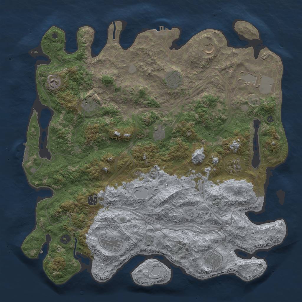 Rust Map: Procedural Map, Size: 4500, Seed: 1615739735, 20 Monuments
