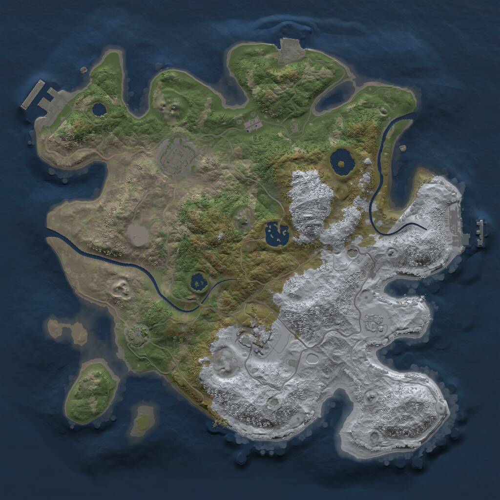 Rust Map: Procedural Map, Size: 3000, Seed: 1408197509, 9 Monuments