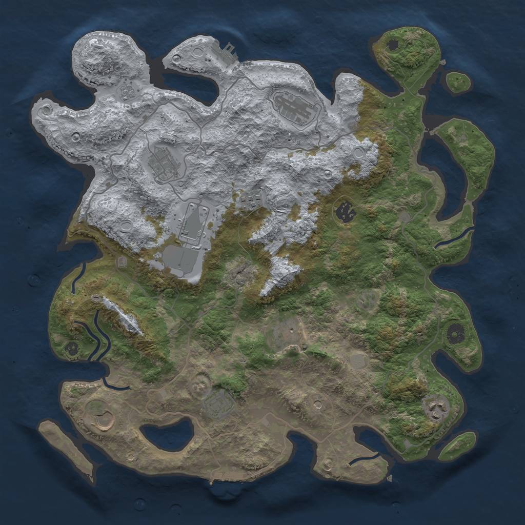 Rust Map: Procedural Map, Size: 4000, Seed: 1155950903, 18 Monuments