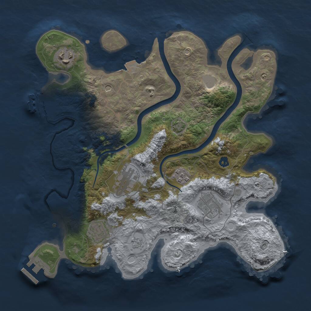 Rust Map: Procedural Map, Size: 3000, Seed: 456445, 11 Monuments