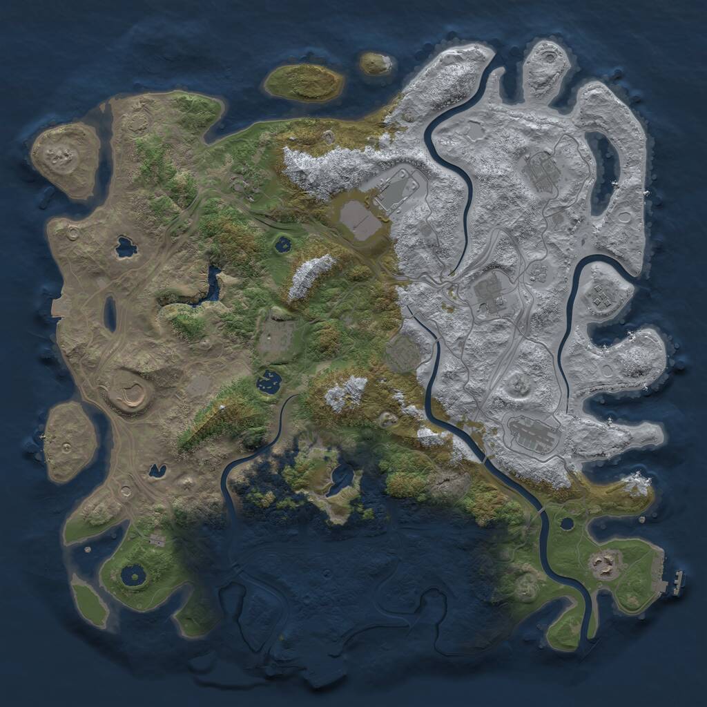 Rust Map: Procedural Map, Size: 4500, Seed: 1989763187, 17 Monuments