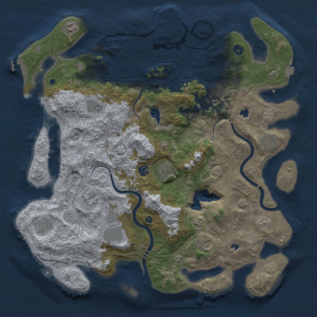 Rust Map: Procedural Map, Size: 4500, Seed: 45642, 17 Monuments
