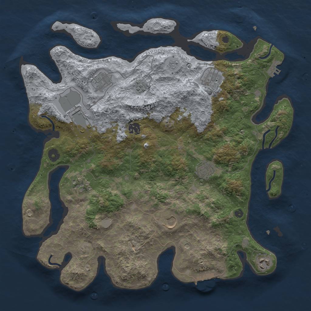 Rust Map: Procedural Map, Size: 3850, Seed: 356975, 18 Monuments