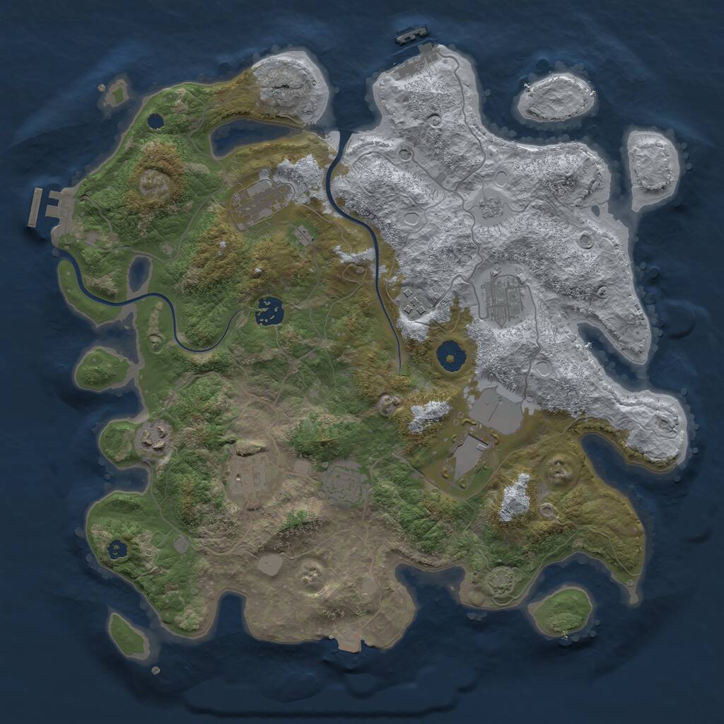 Rust Map: Procedural Map, Size: 3700, Seed: 1973988609, 14 Monuments