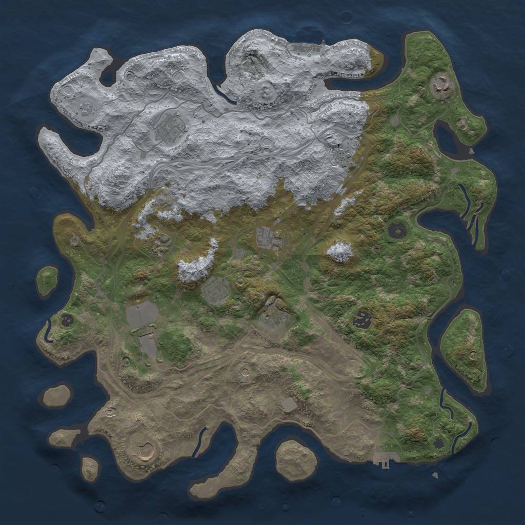 Rust Map: Procedural Map, Size: 4300, Seed: 77958895, 19 Monuments