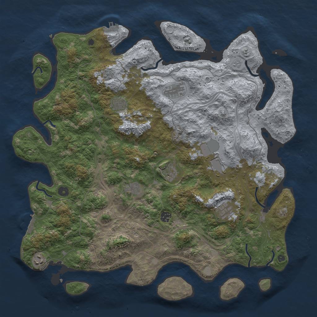 Rust Map: Procedural Map, Size: 4500, Seed: 8727491, 18 Monuments