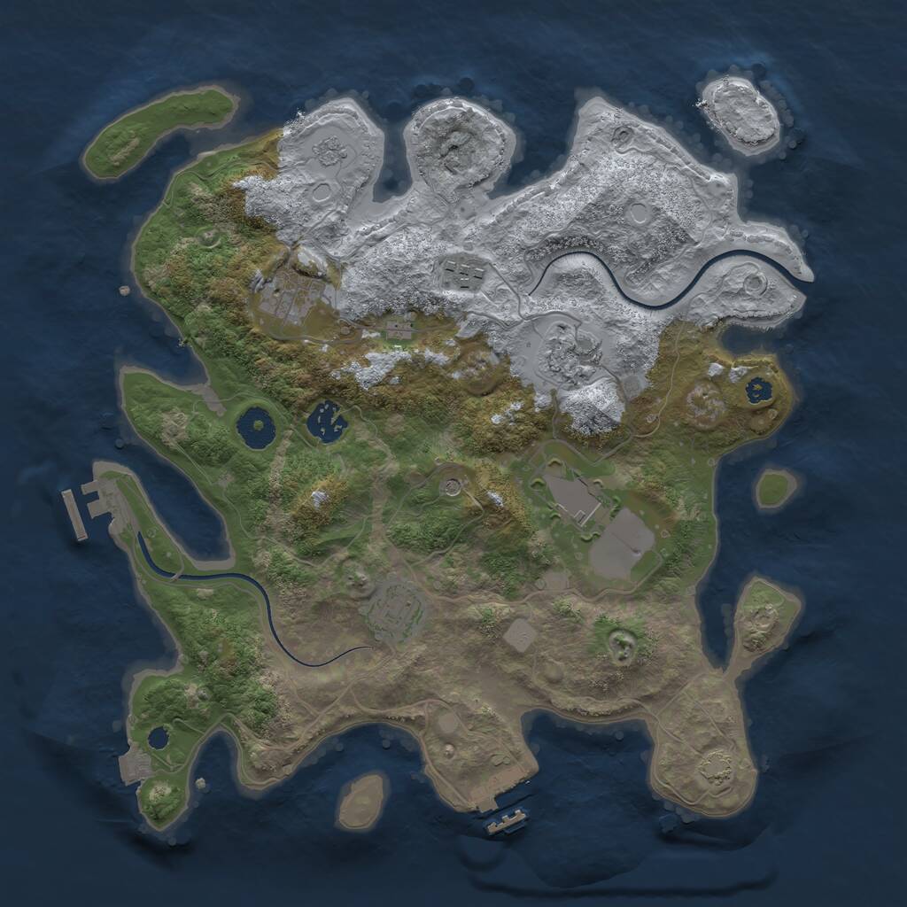 Rust Map: Procedural Map, Size: 3500, Seed: 924235829, 12 Monuments
