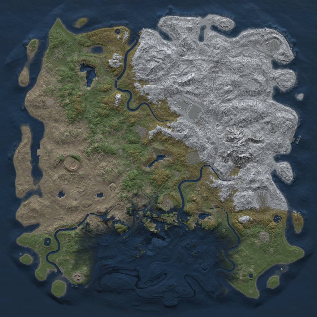 Rust Map: Procedural Map, Size: 6000, Seed: 54314, 17 Monuments