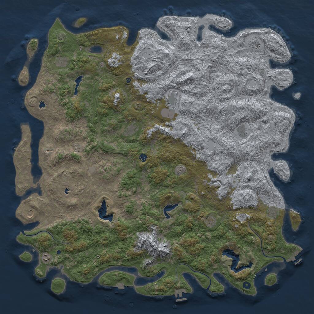 Rust Map: Procedural Map, Size: 6000, Seed: 54314, 17 Monuments