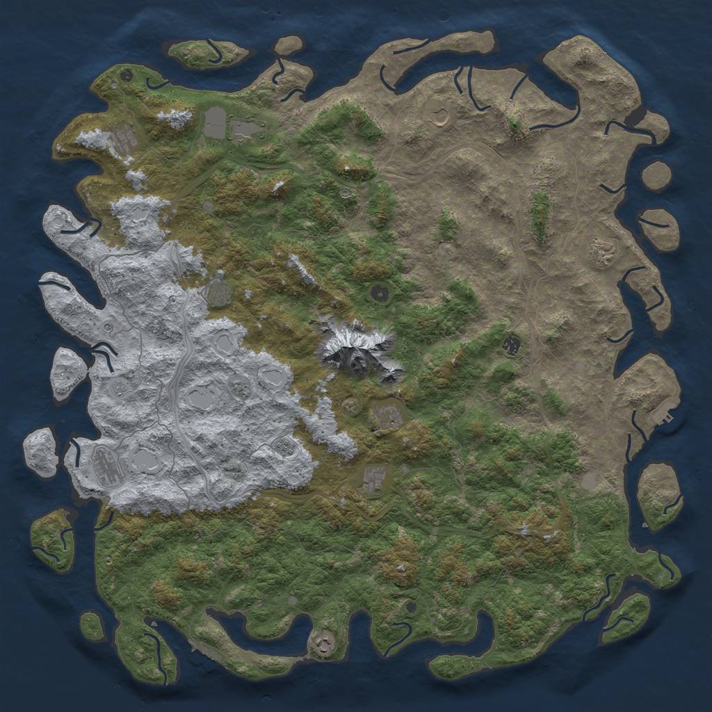 Rust Map: Procedural Map, Size: 6000, Seed: 2074513957, 20 Monuments