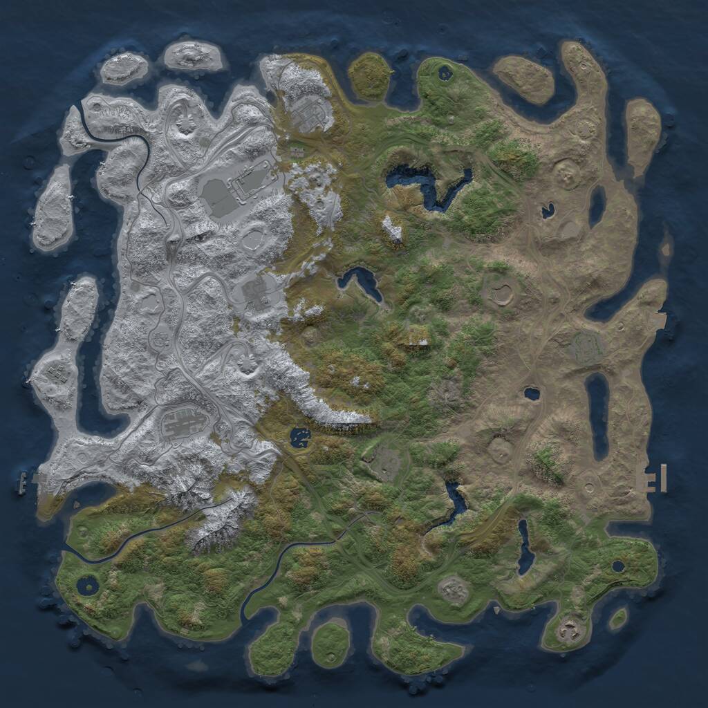 Rust Map: Procedural Map, Size: 5000, Seed: 1732532605, 16 Monuments