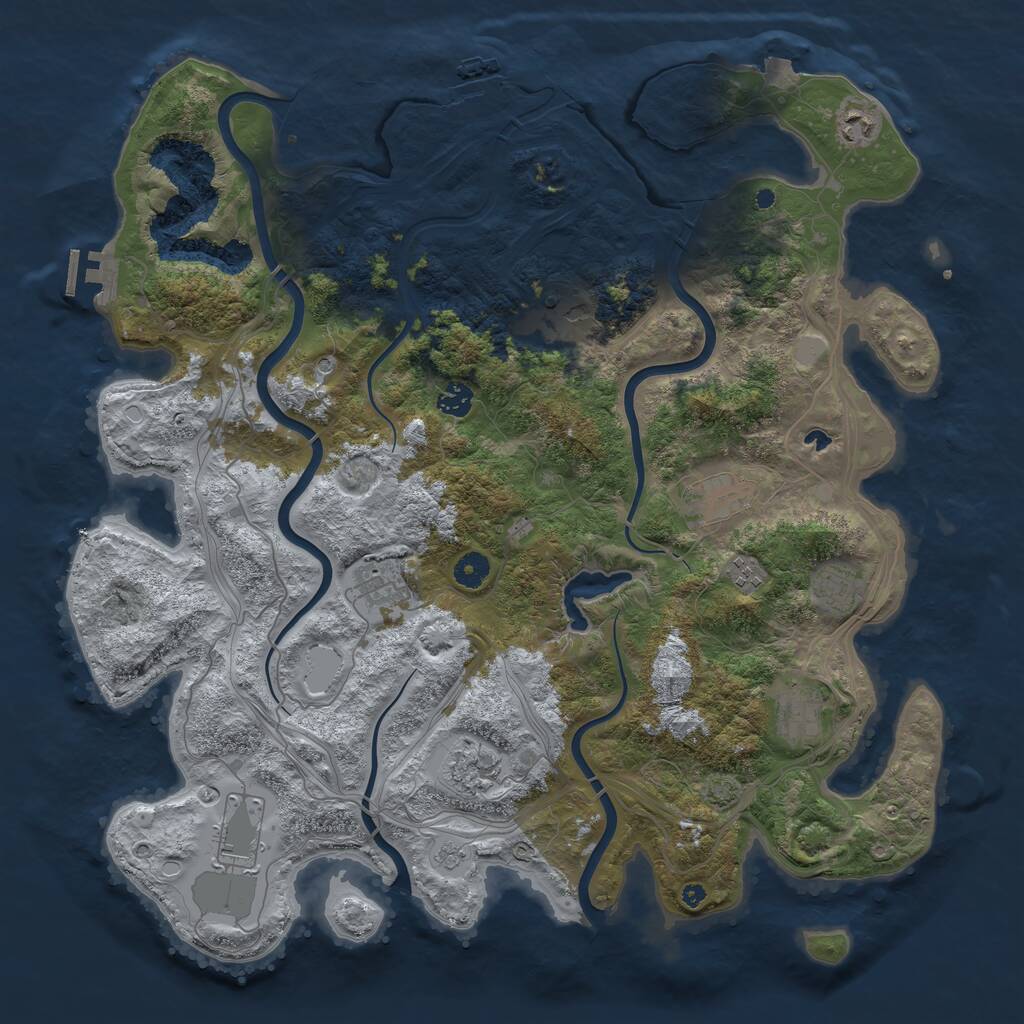 Rust Map: Procedural Map, Size: 4400, Seed: 393856940, 16 Monuments