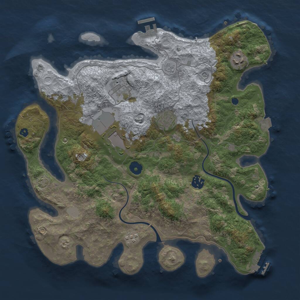 Rust Map: Procedural Map, Size: 3500, Seed: 8332415, 12 Monuments
