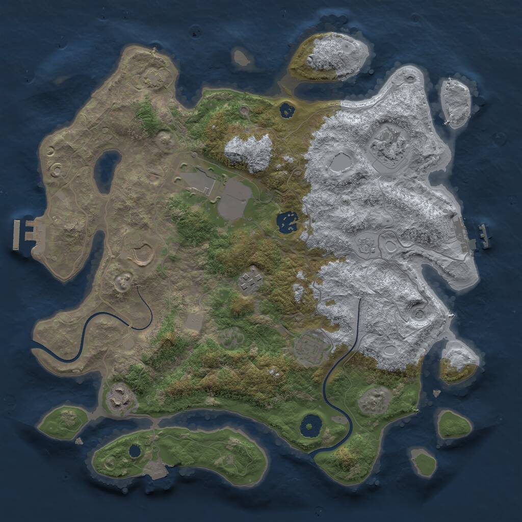 Rust Map: Procedural Map, Size: 3500, Seed: 1352715135, 13 Monuments