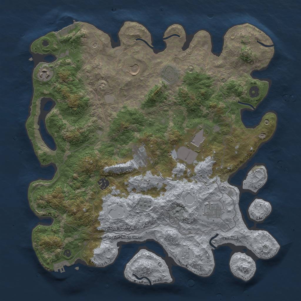 Rust Map: Procedural Map, Size: 4000, Seed: 691956981, 17 Monuments