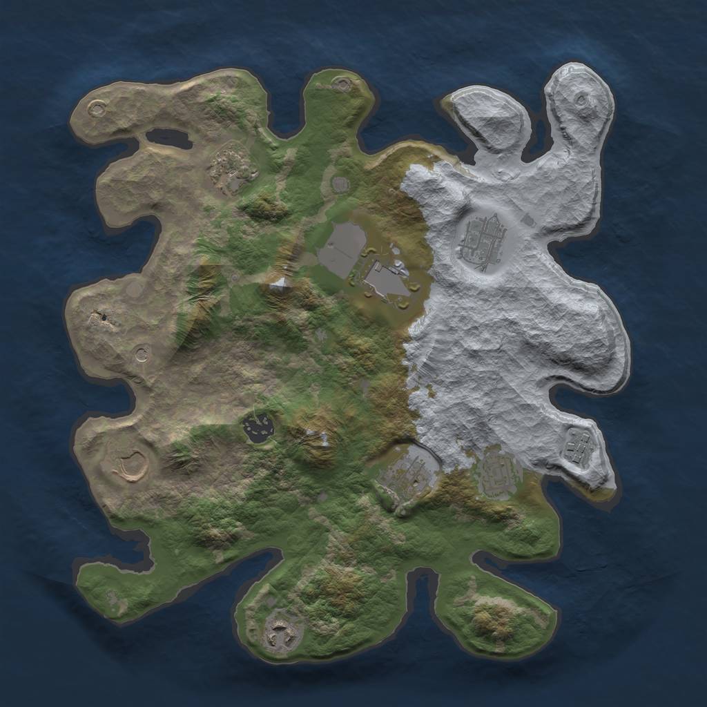 Rust Map: Barren, Size: 3500, Seed: 407595224, 12 Monuments