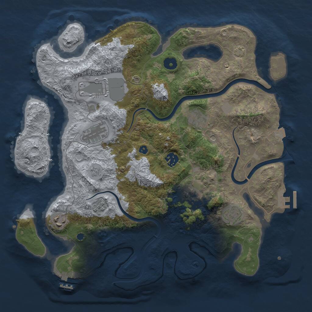 Rust Map: Procedural Map, Size: 3600, Seed: 1283728697, 14 Monuments