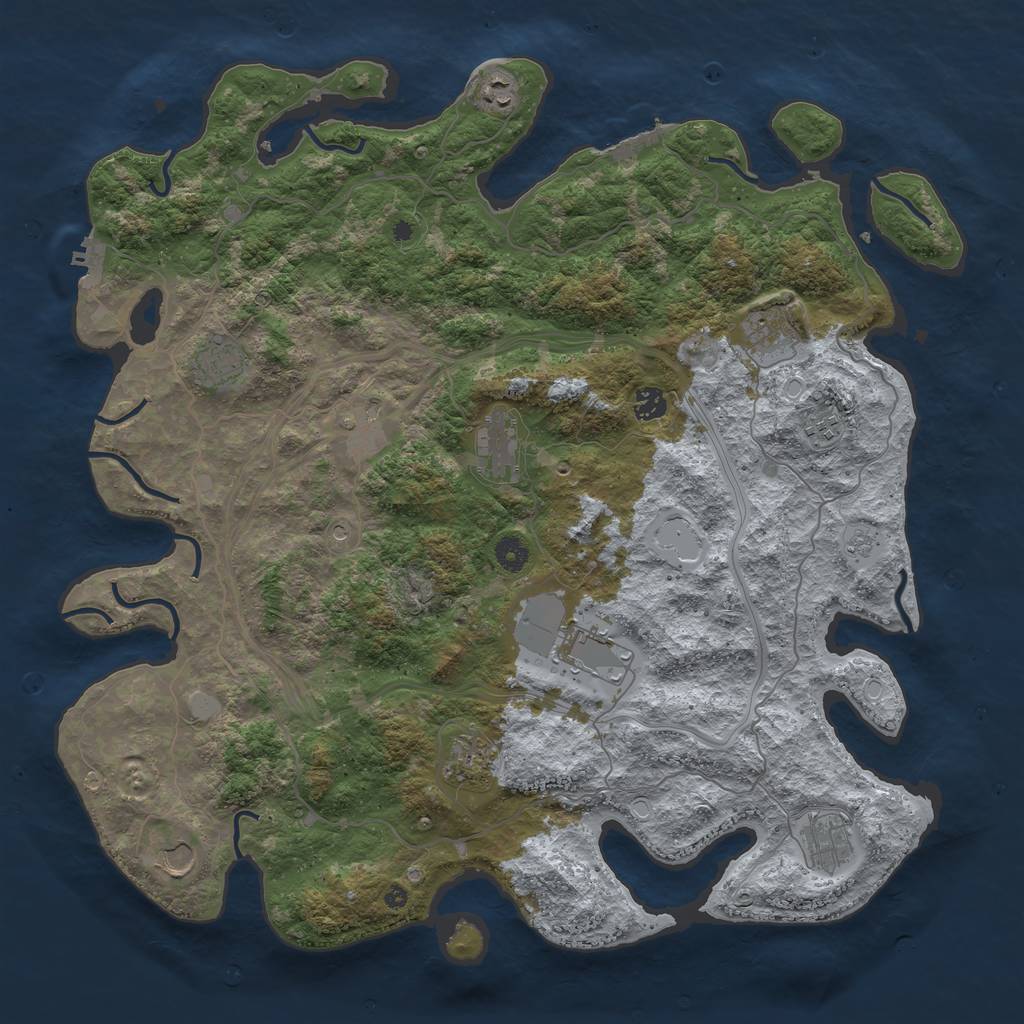 Rust Map: Procedural Map, Size: 4500, Seed: 334278877, 20 Monuments