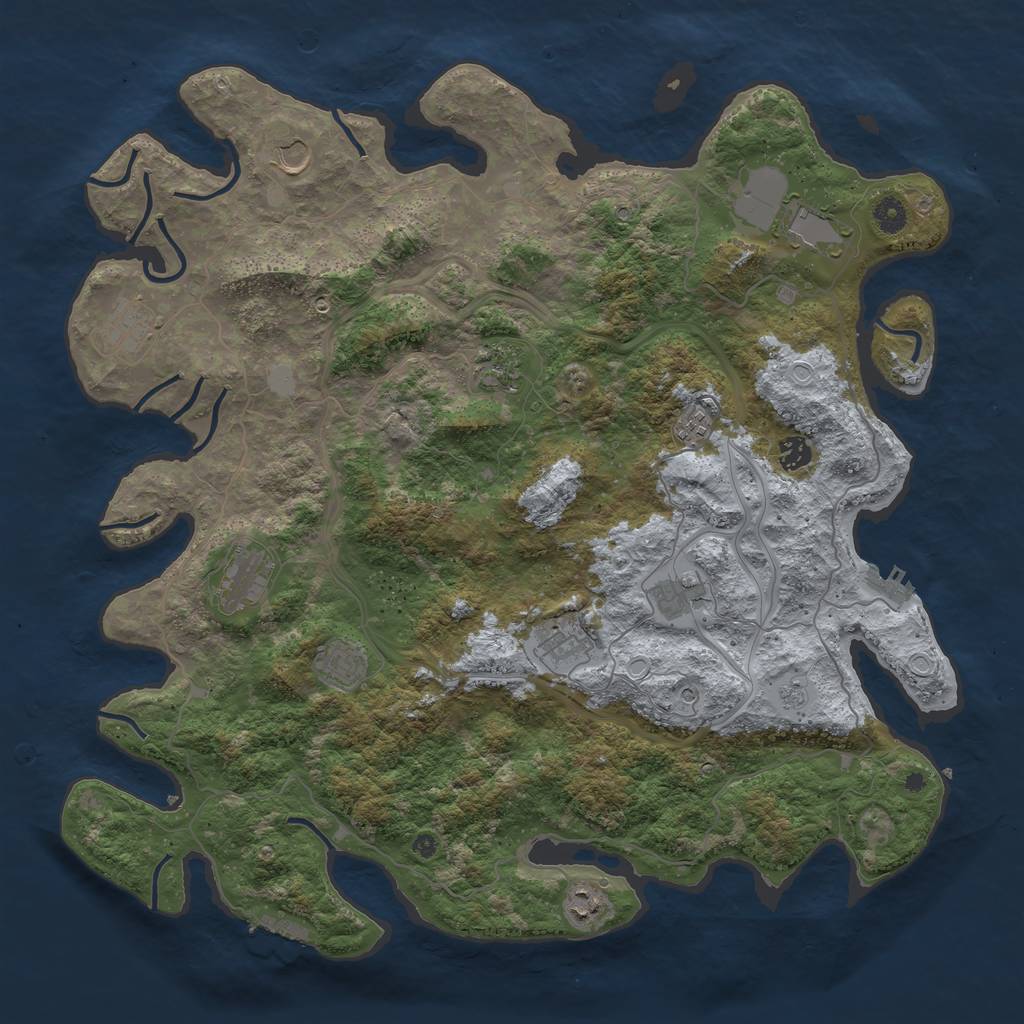 Rust Map: Procedural Map, Size: 4500, Seed: 2099223472, 20 Monuments