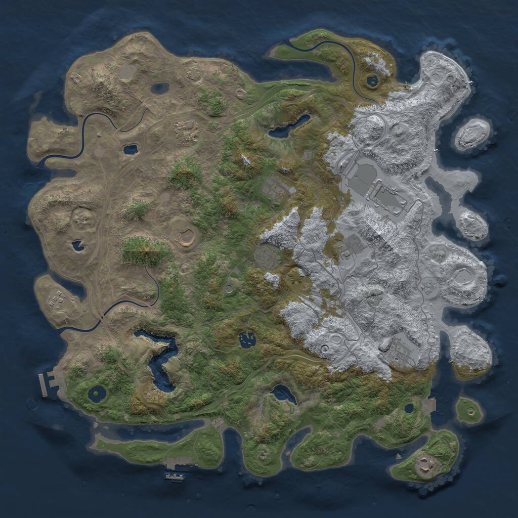 Rust Map: Procedural Map, Size: 4500, Seed: 1155530390, 16 Monuments