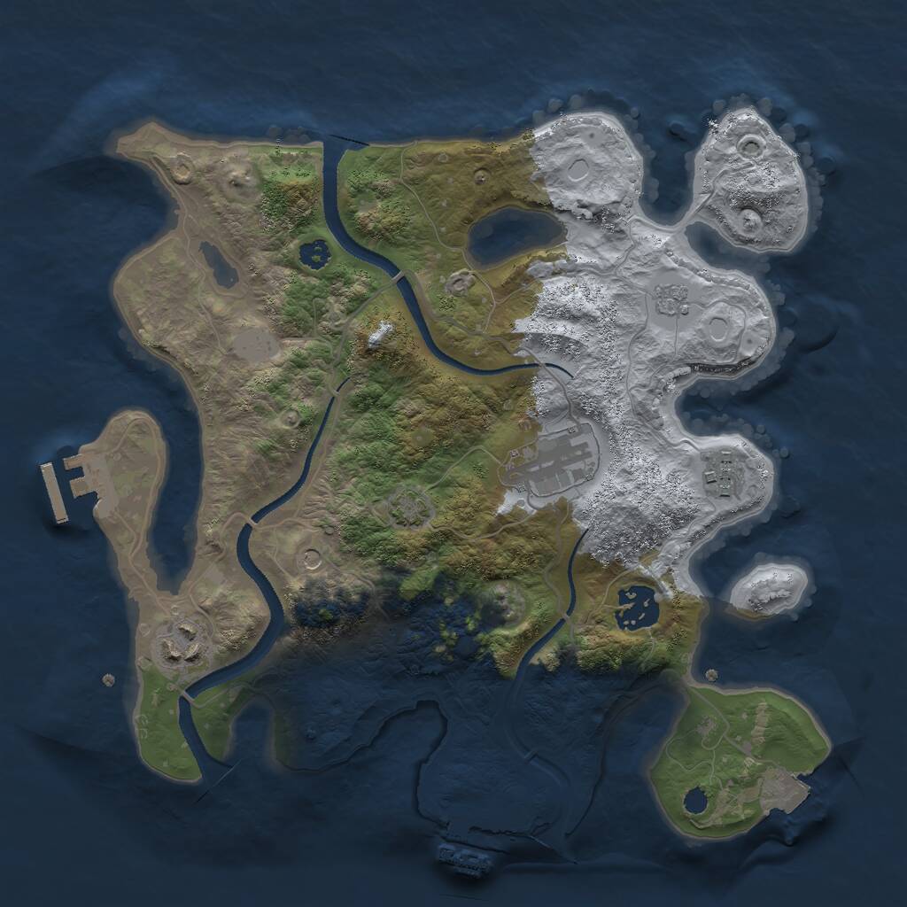Rust Map: Procedural Map, Size: 3000, Seed: 6664, 10 Monuments