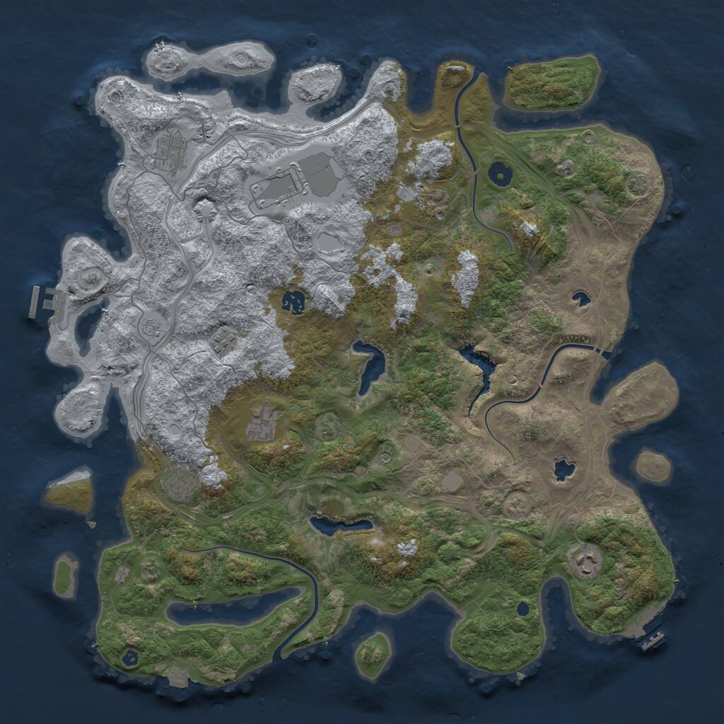 Rust Map: Procedural Map, Size: 4500, Seed: 657674320, 14 Monuments