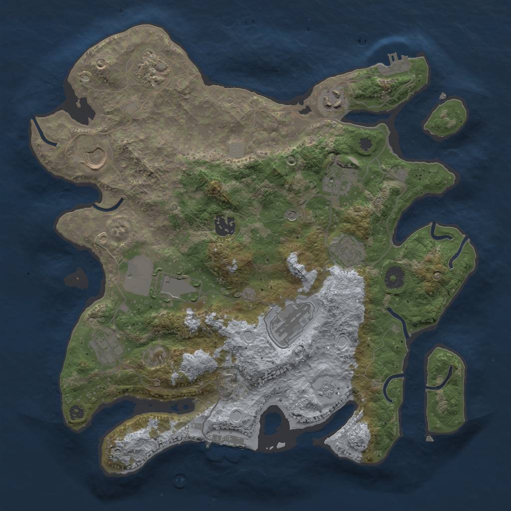 Rust Map: Procedural Map, Size: 3500, Seed: 309532157, 18 Monuments