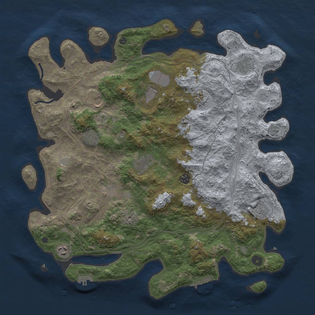 Rust Map: Procedural Map, Size: 4500, Seed: 710845643, 20 Monuments