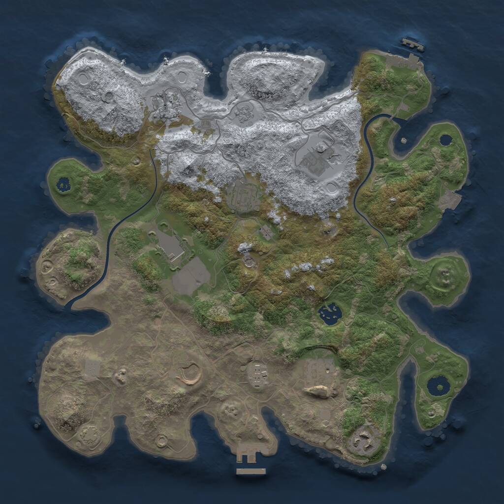Rust Map: Procedural Map, Size: 3500, Seed: 2117374477, 15 Monuments
