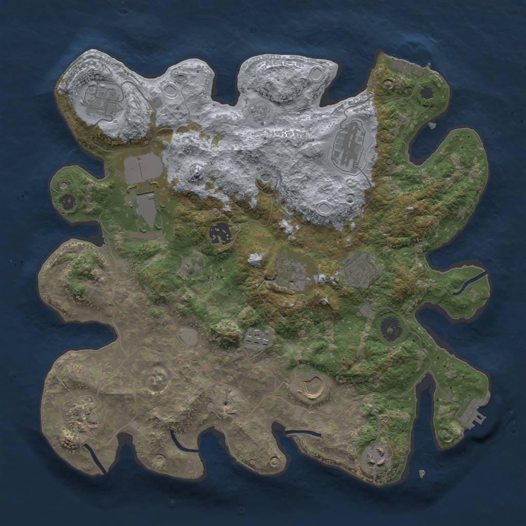 Rust Map: Procedural Map, Size: 3500, Seed: 2117374477, 19 Monuments