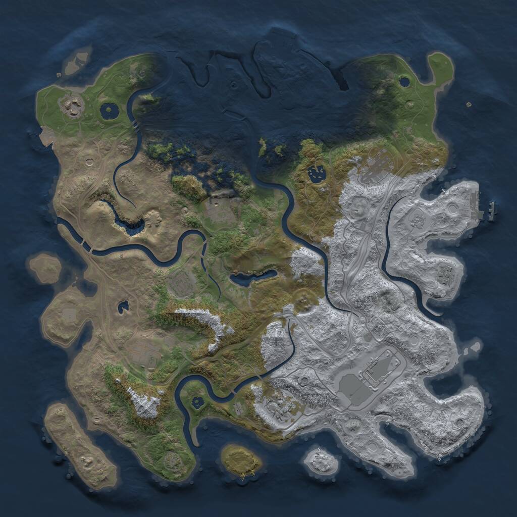 Rust Map: Procedural Map, Size: 4250, Seed: 1256127723, 15 Monuments