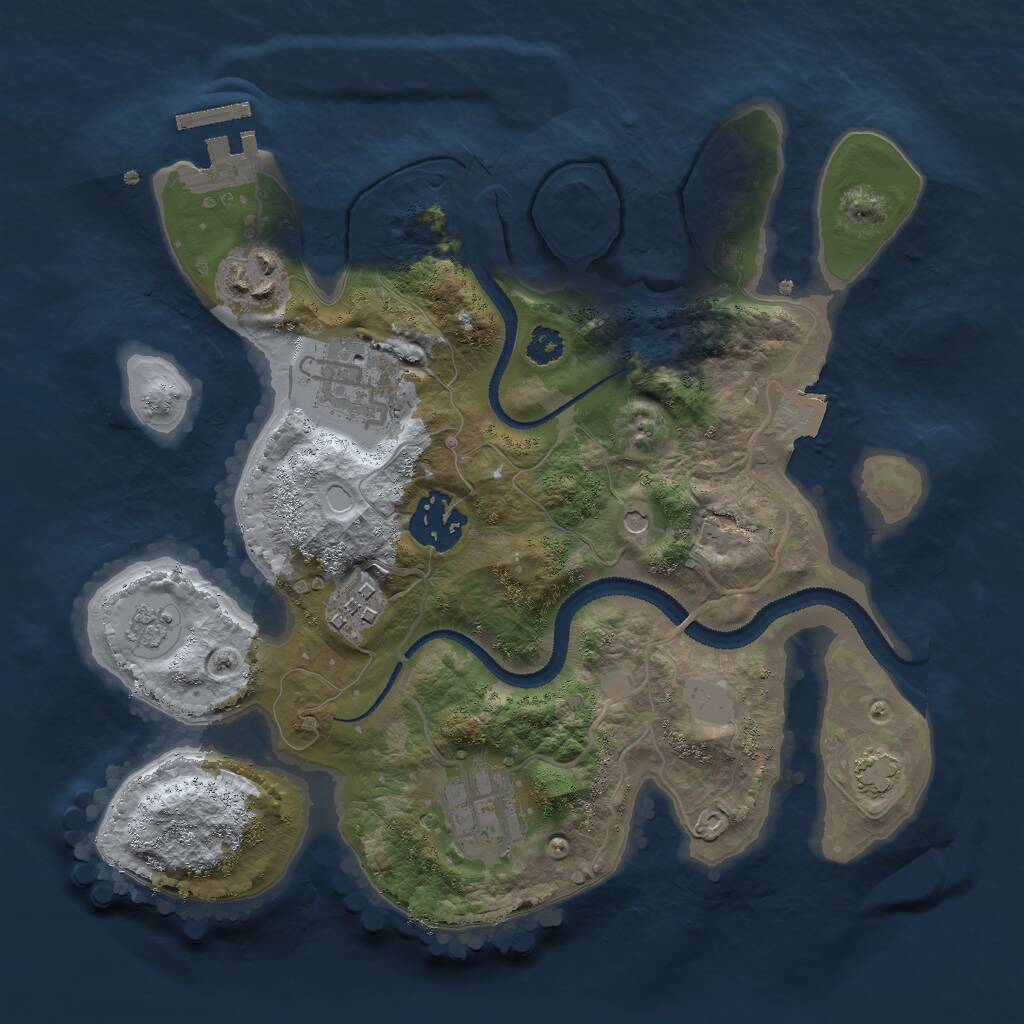 Rust Map: Procedural Map, Size: 2750, Seed: 12345, 10 Monuments