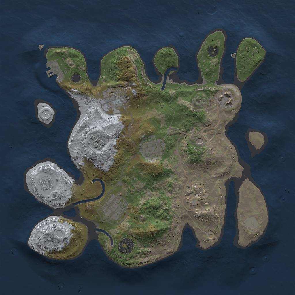 Rust Map: Procedural Map, Size: 2750, Seed: 12345, 14 Monuments