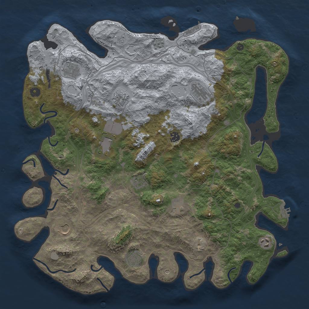 Rust Map: Procedural Map, Size: 4500, Seed: 461847432, 20 Monuments