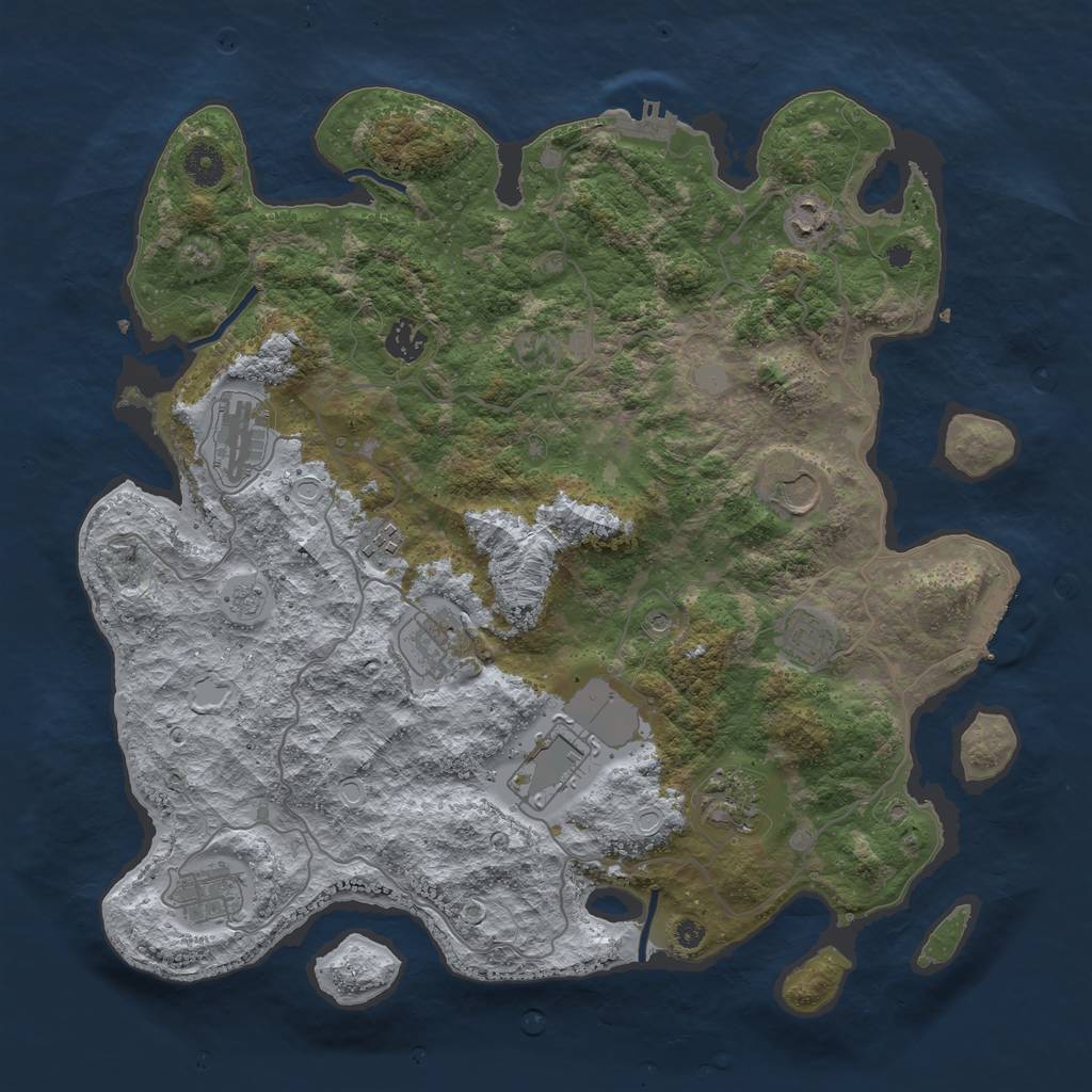 Rust Map: Procedural Map, Size: 4000, Seed: 1166661271, 19 Monuments