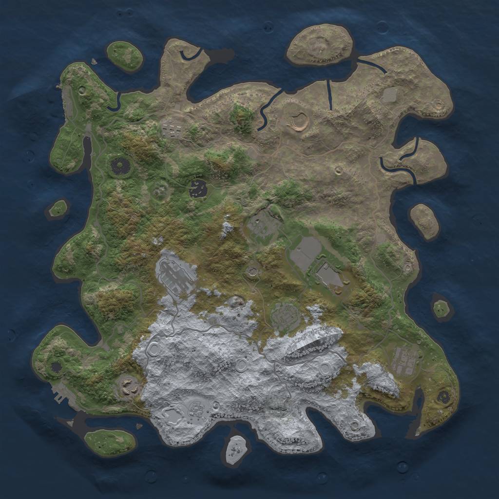 Rust Map: Procedural Map, Size: 4000, Seed: 1244329173, 18 Monuments