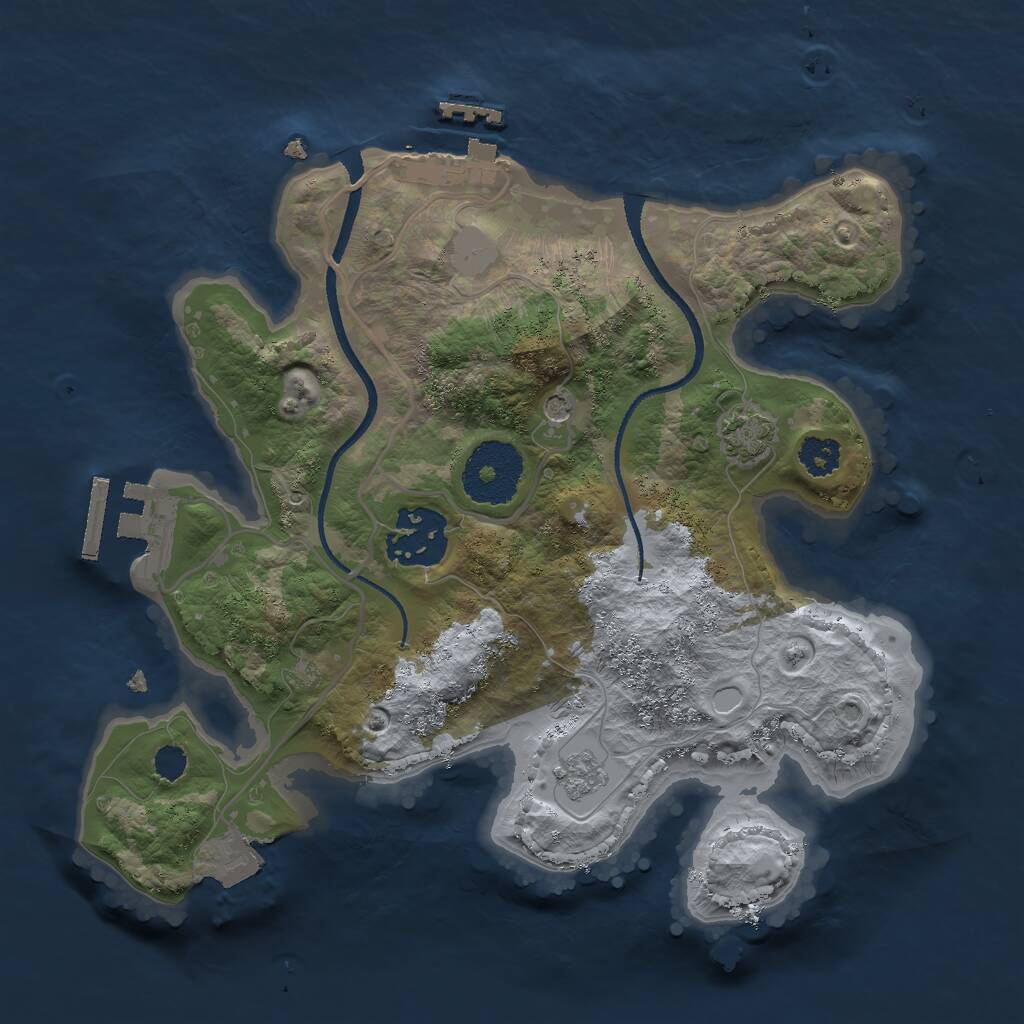 Rust Map: Procedural Map, Size: 2500, Seed: 547774615, 7 Monuments