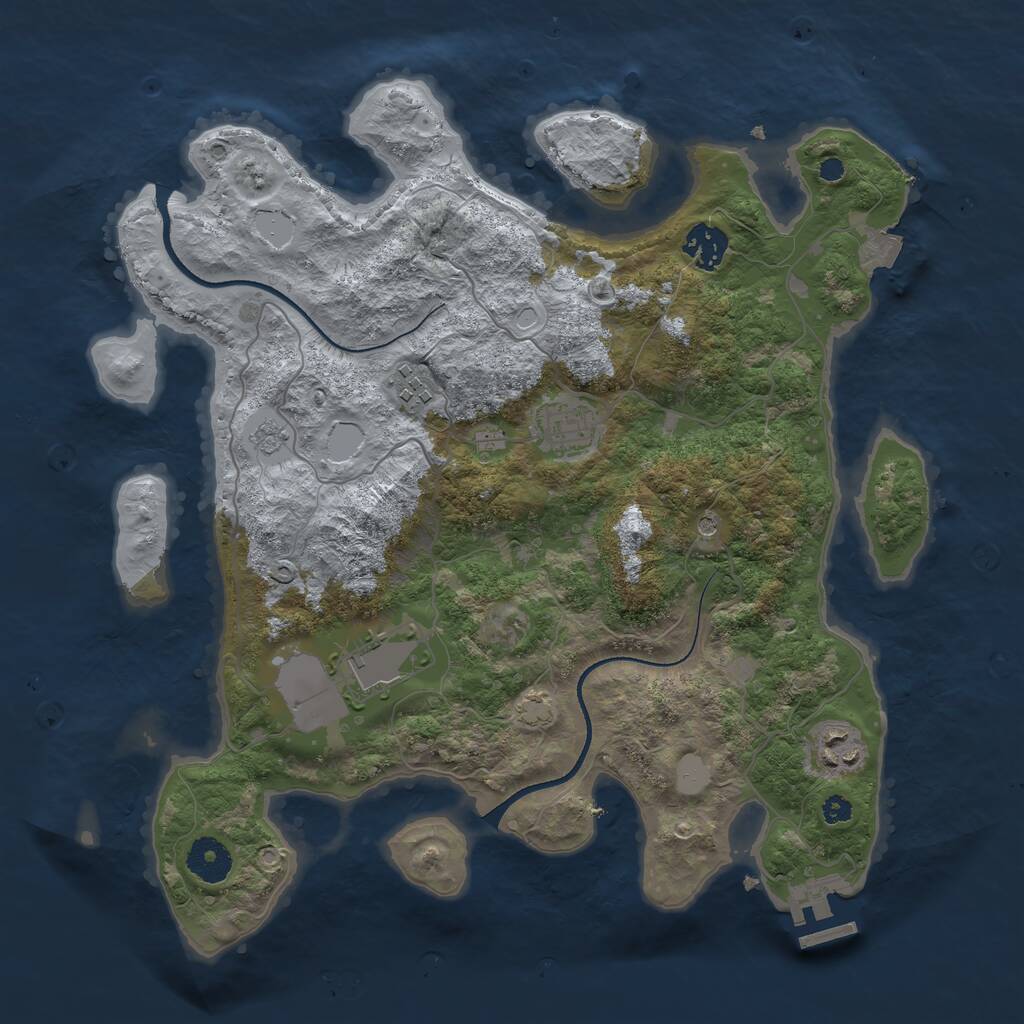 Rust Map: Procedural Map, Size: 3500, Seed: 48481, 10 Monuments