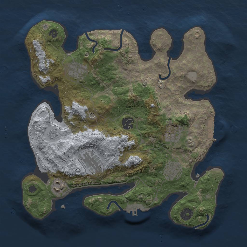 Rust Map: Procedural Map, Size: 3000, Seed: 2143617440, 15 Monuments