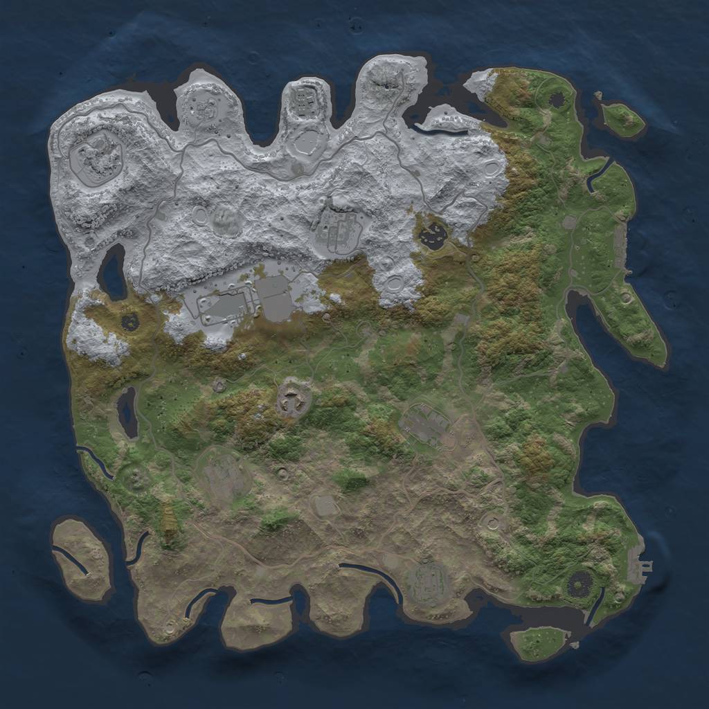 Rust Map: Procedural Map, Size: 4000, Seed: 967545734, 18 Monuments