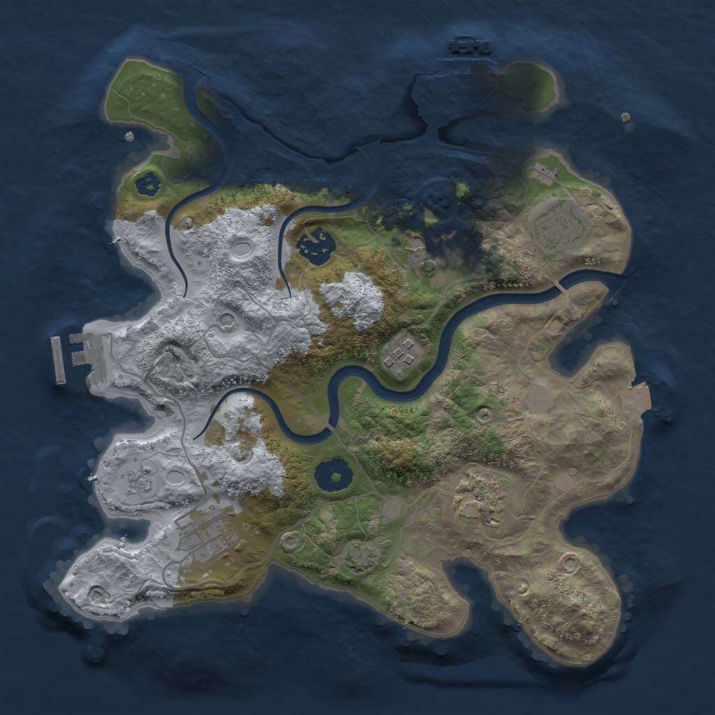 Rust Map: Procedural Map, Size: 3000, Seed: 1270359831, 12 Monuments