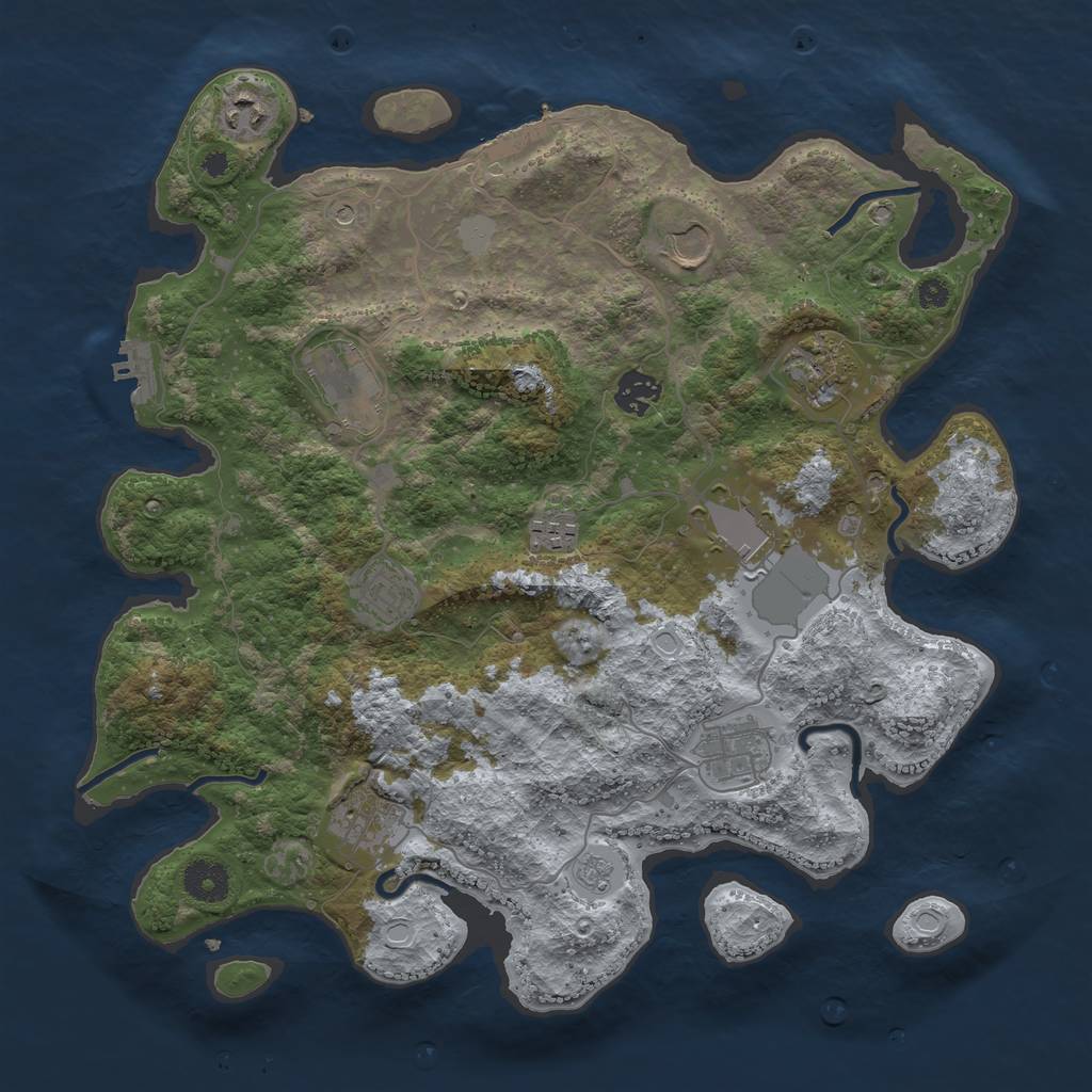 Rust Map: Procedural Map, Size: 3700, Seed: 788732, 19 Monuments