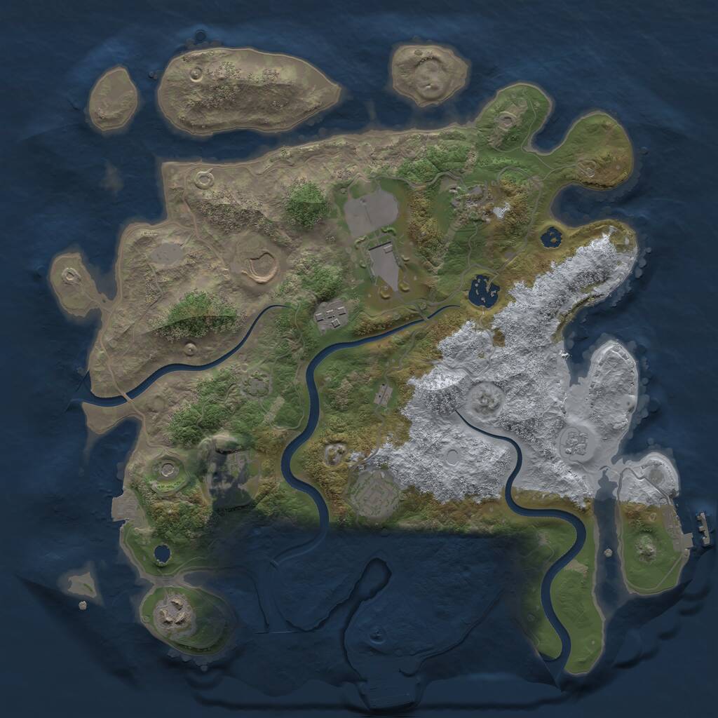 Rust Map: Procedural Map, Size: 3500, Seed: 952129877, 14 Monuments