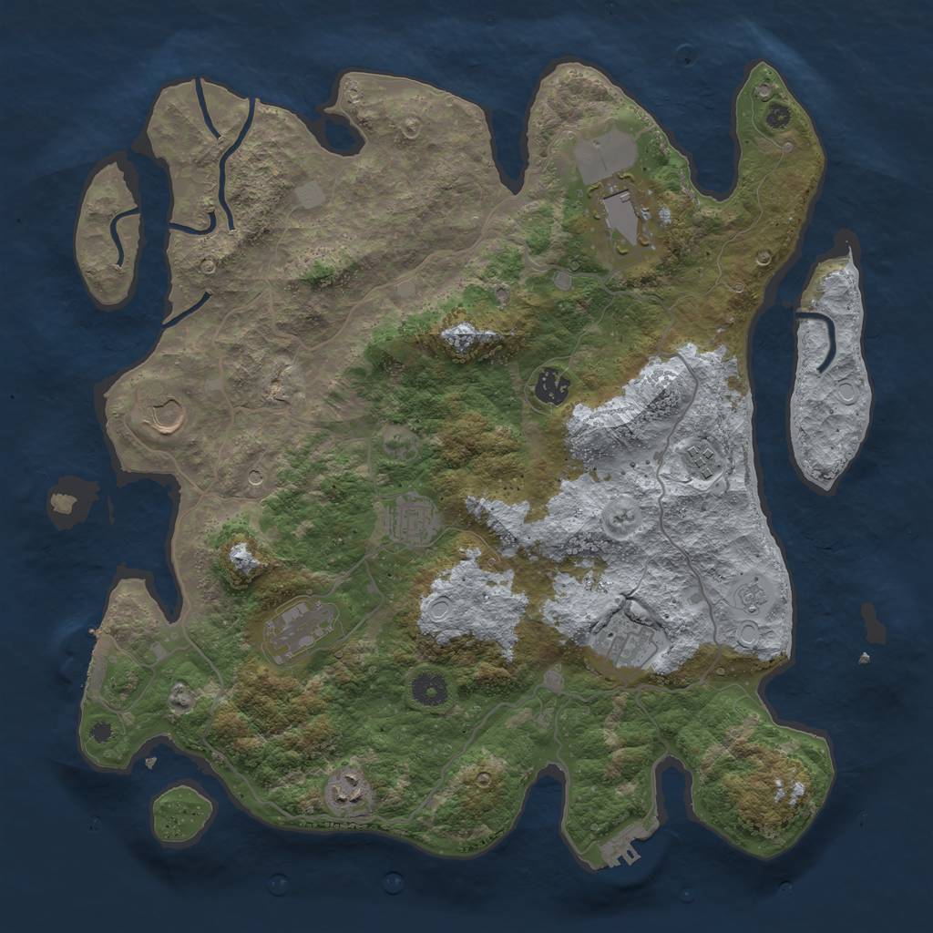 Rust Map: Procedural Map, Size: 4000, Seed: 585061985, 17 Monuments