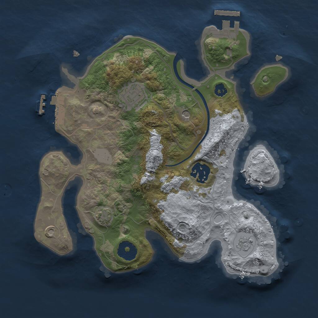 Rust Map: Procedural Map, Size: 2500, Seed: 1038065270, 8 Monuments